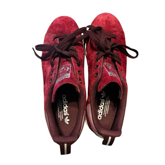 Adidas Original Men’s Stan Smith Maroon Suede Size 9 Sneakers - Picture 2 of 6